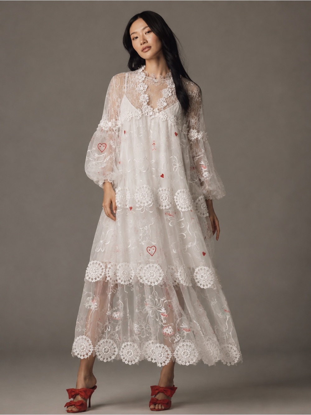 NWOT Maeve Anthropologie Sheer 3D Floral Maxi Dress - Picture 1 of 5